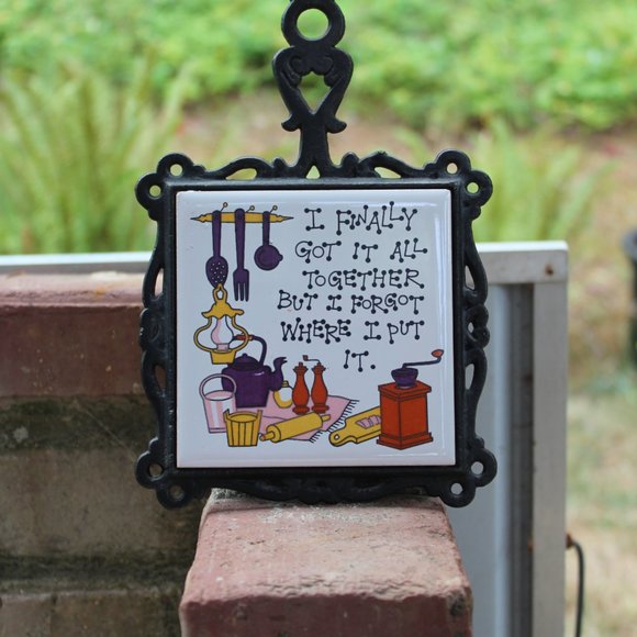 Vintage Cast Iron Ceramic Kitchen Trivets – Set of 3 –Arco 1970s Funny Sayings - Picture 4 of 16